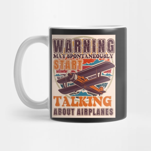 WARNING MAY SPONTANEOUSLY START TALKING ABOUT AIRPLANES RETRO POSTER by HomeCoquette